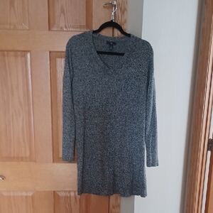 Gray V-Neck Sweater Dress